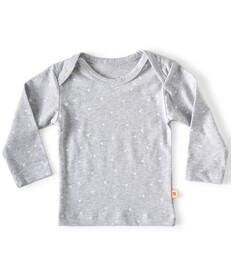 baby shirt lange mouw - grijs met hartjes print - Little Label
