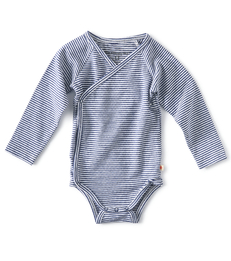 baby wikkel romper - blauw wit gestreept - Little Label