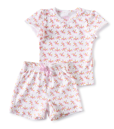 korte baby pyjama roze libellen print Little Label